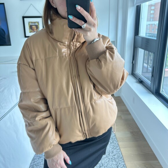 Amazon Long Sleeve Full Zip Puffer Jacket Tan Size XS / Small - Picture 1 of 7